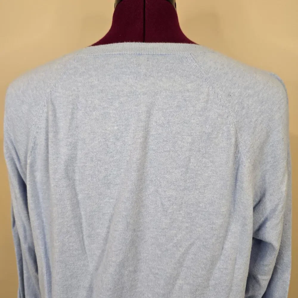 Women's J. Crew Blue Cashmere Blend Crewneck Sweater | Size Large